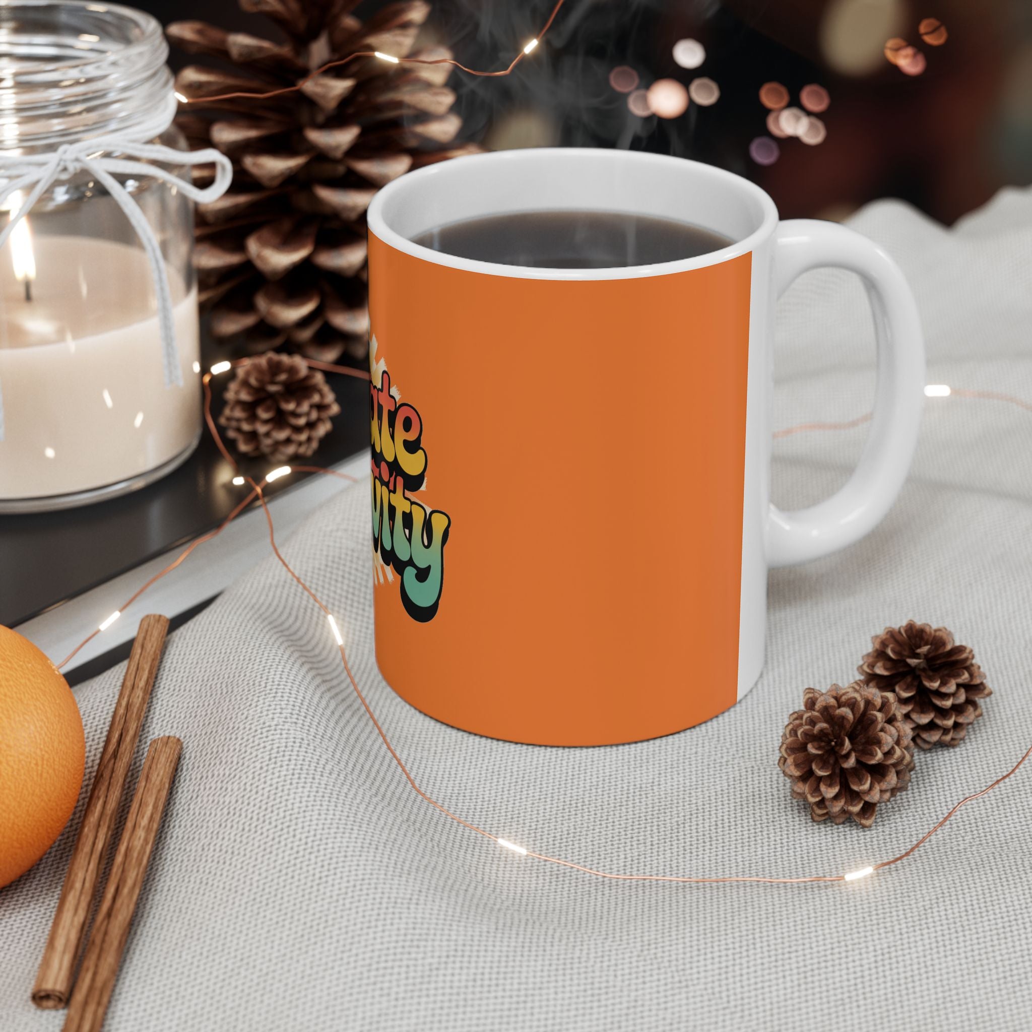 Orange Radiate Positivity Ceramic Coffee Mug,  11oz & 15oz