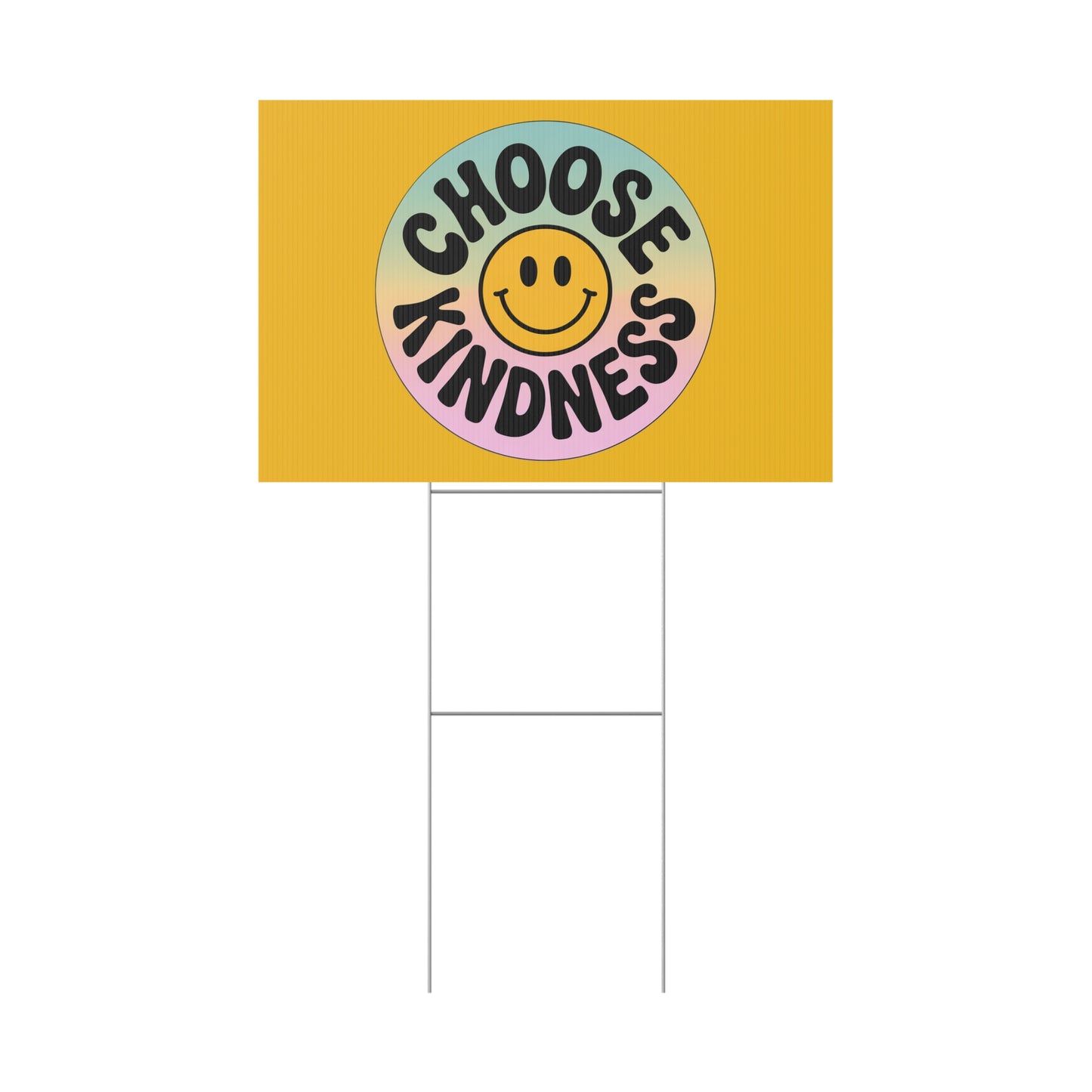 Yellow Joyful Choose Kindness Plastic Yard Sign