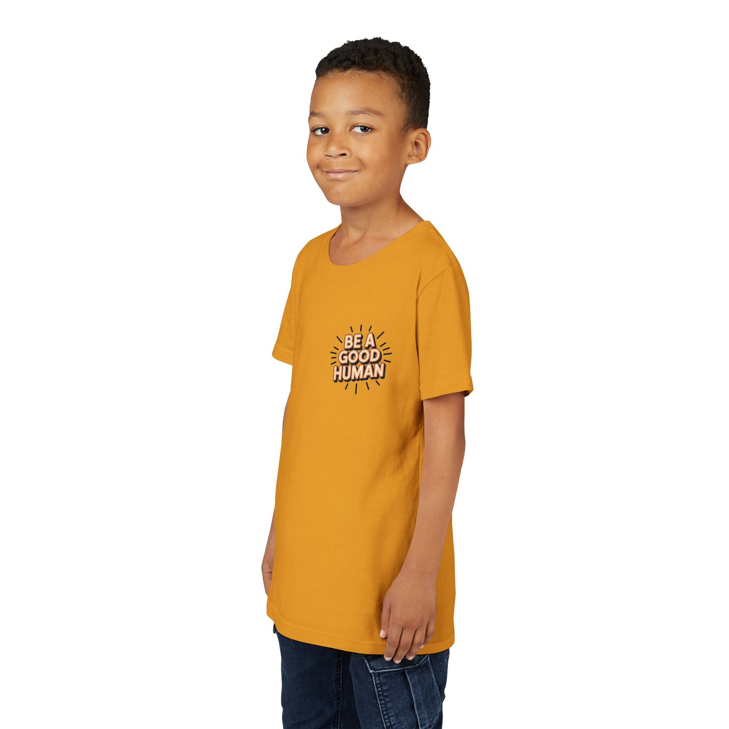 Youth Tee — "Be A Good Human" Positive Message Kids T-Shirt