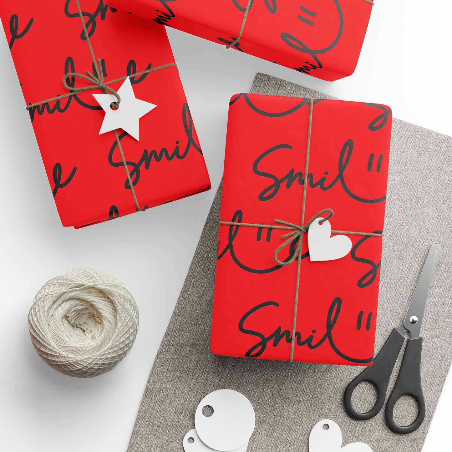 Red/Black Smile Stylish Gift Wrapping Paper for Any Occasion
