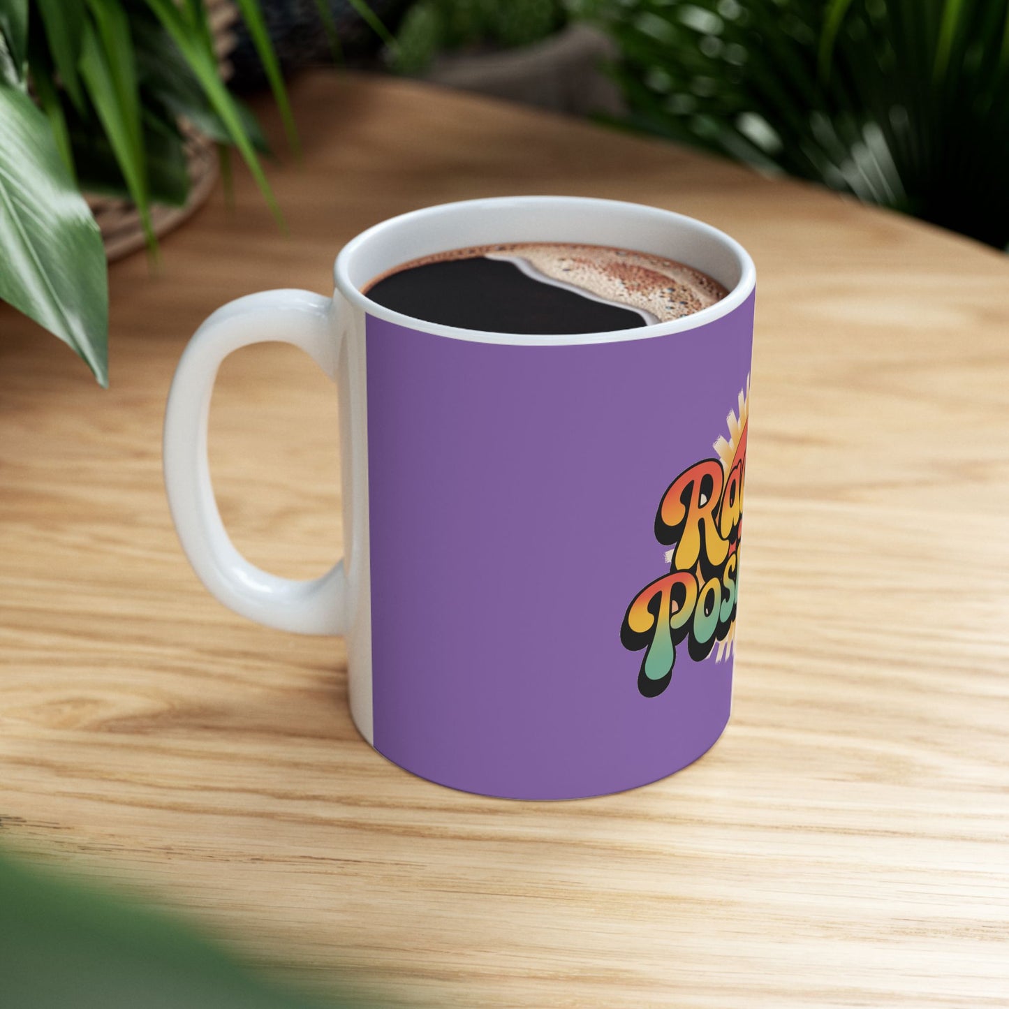 Light Purple Radiate Positivity Ceramic Coffee Mug,  11oz & 15oz