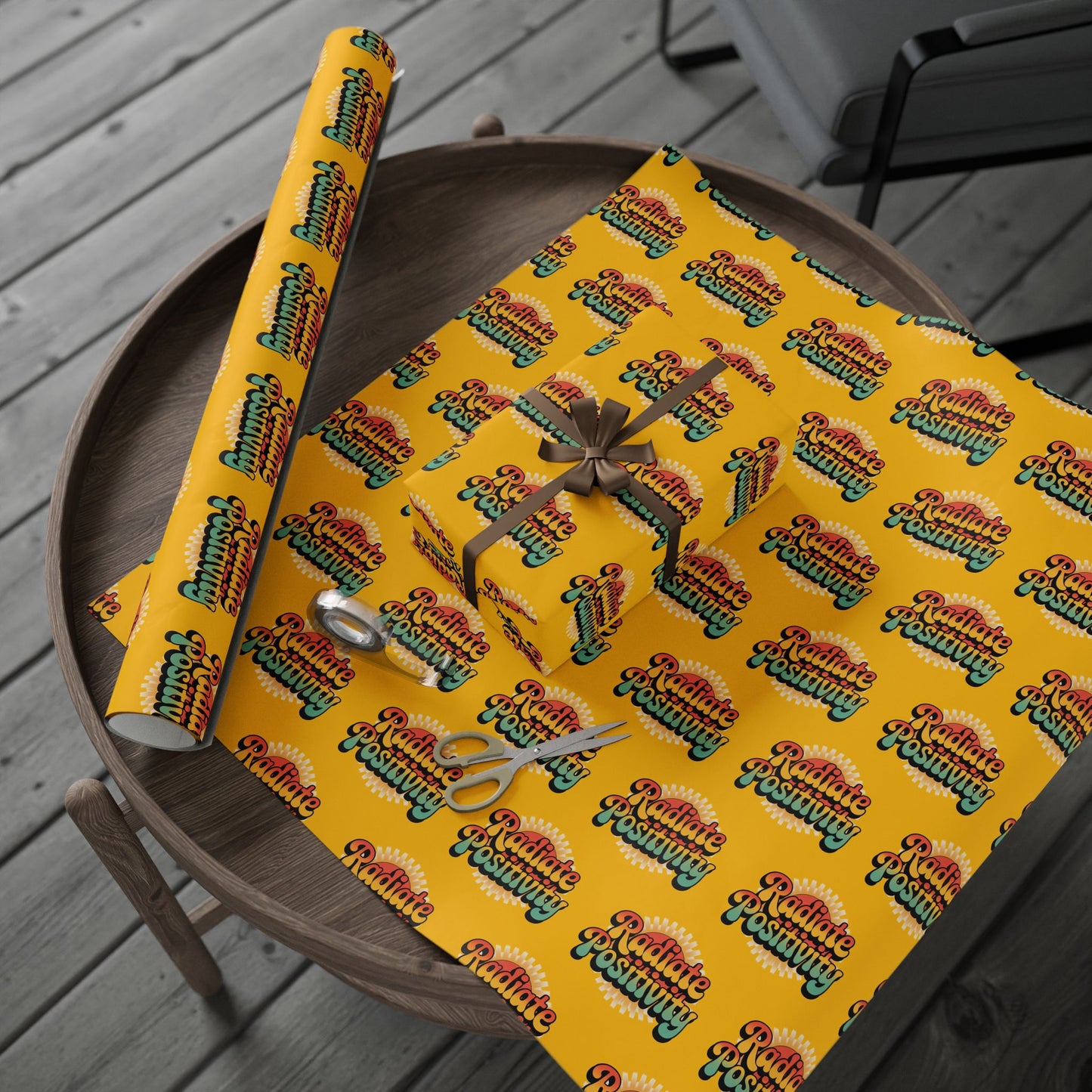 Yellow Radiate Positivity Wrapping Paper for Celebrations