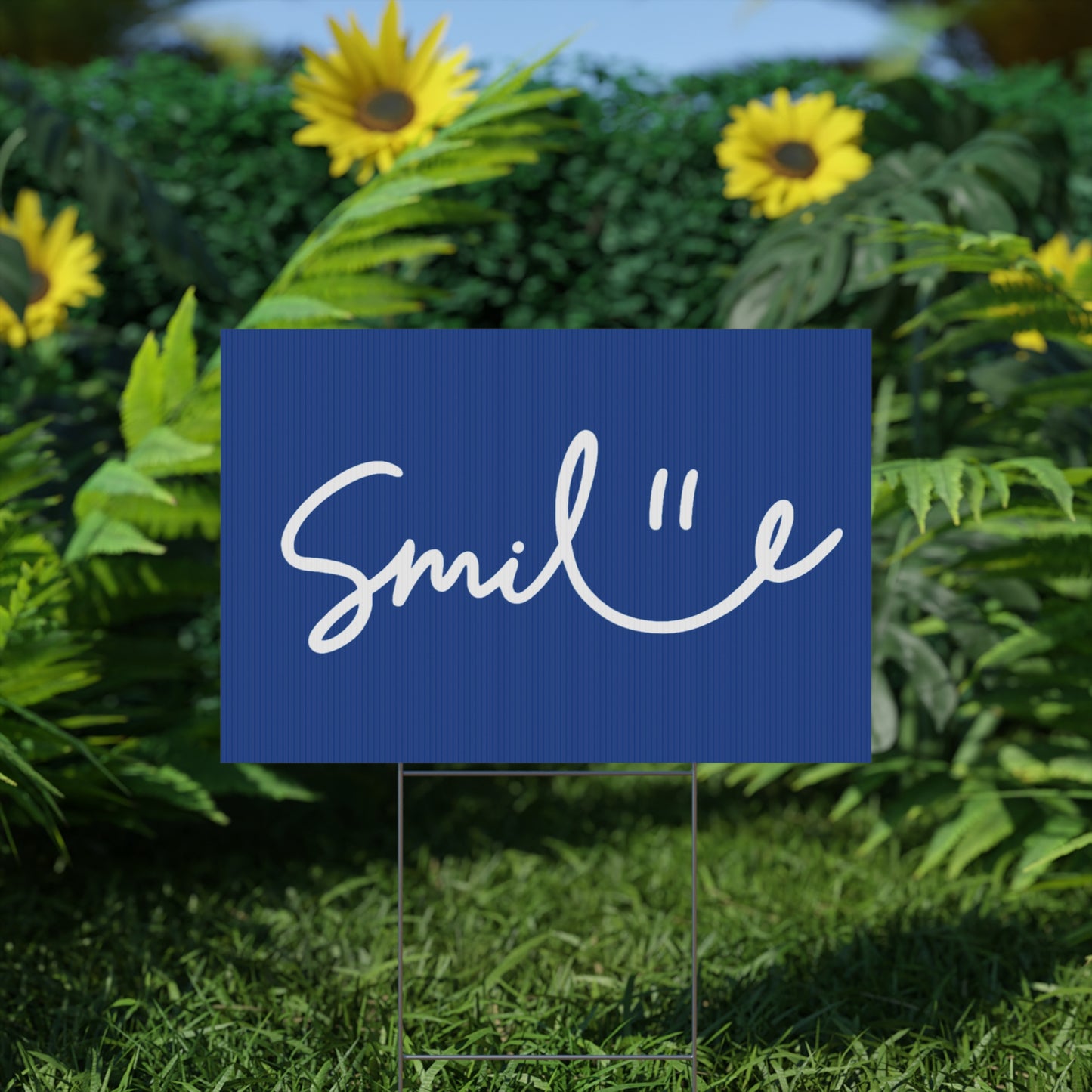 Dark Blue Smile Yard Sign