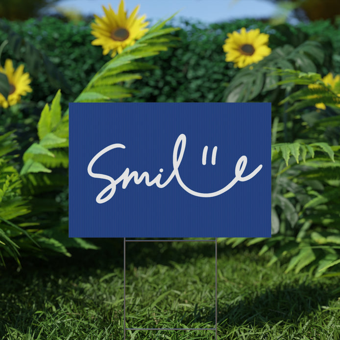 Dark Blue Smile Yard Sign