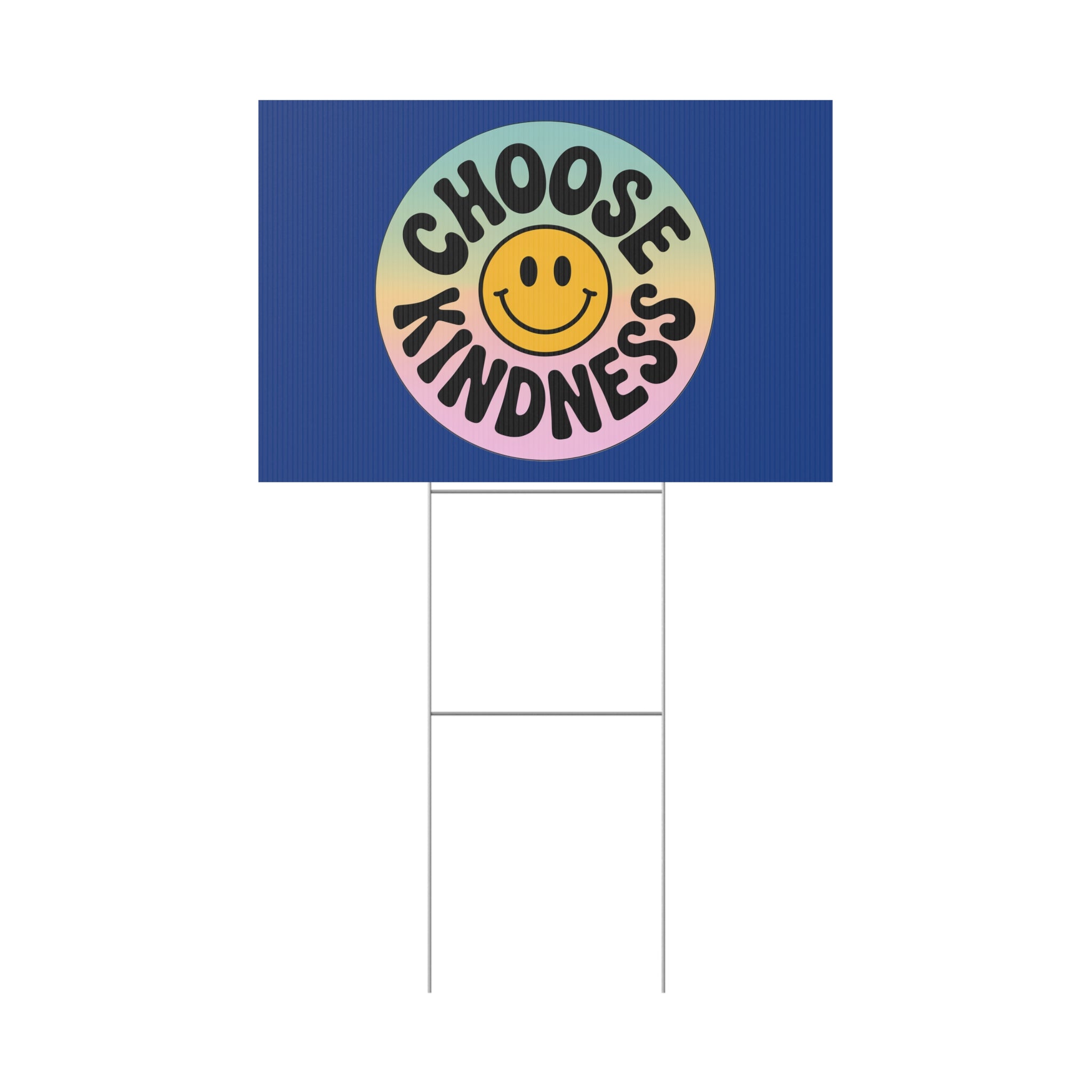 Dark Blue Joyful Choose Kindness Plastic Yard Sign