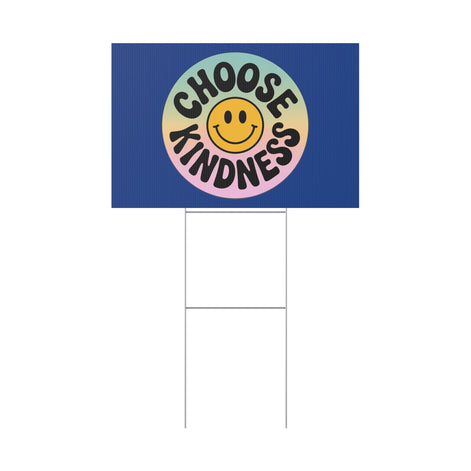 Dark Blue Joyful Choose Kindness Plastic Yard Sign