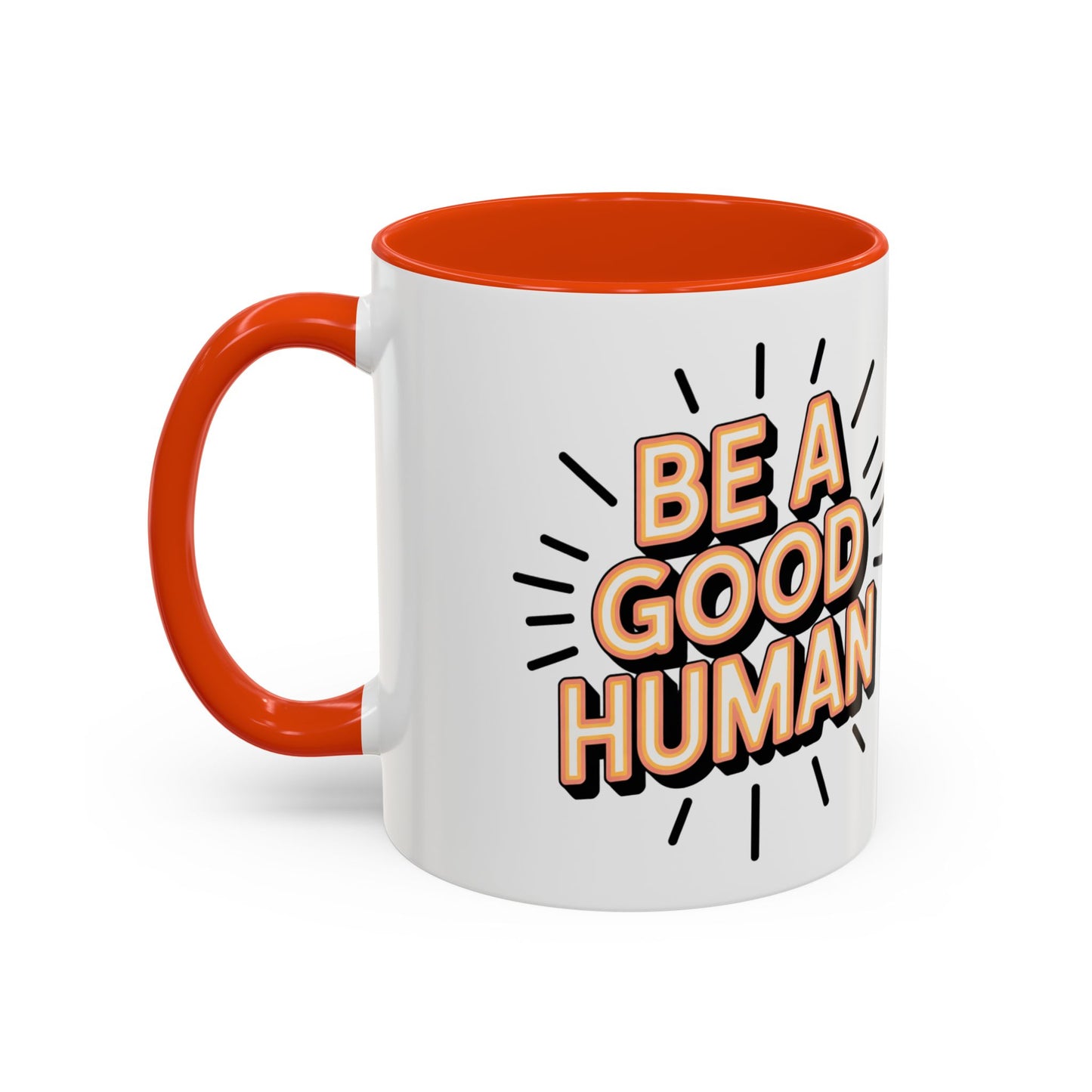 Ceramic Mug – "Be A Good Human" Retro Typography Coffee Cup (11oz & 15oz)