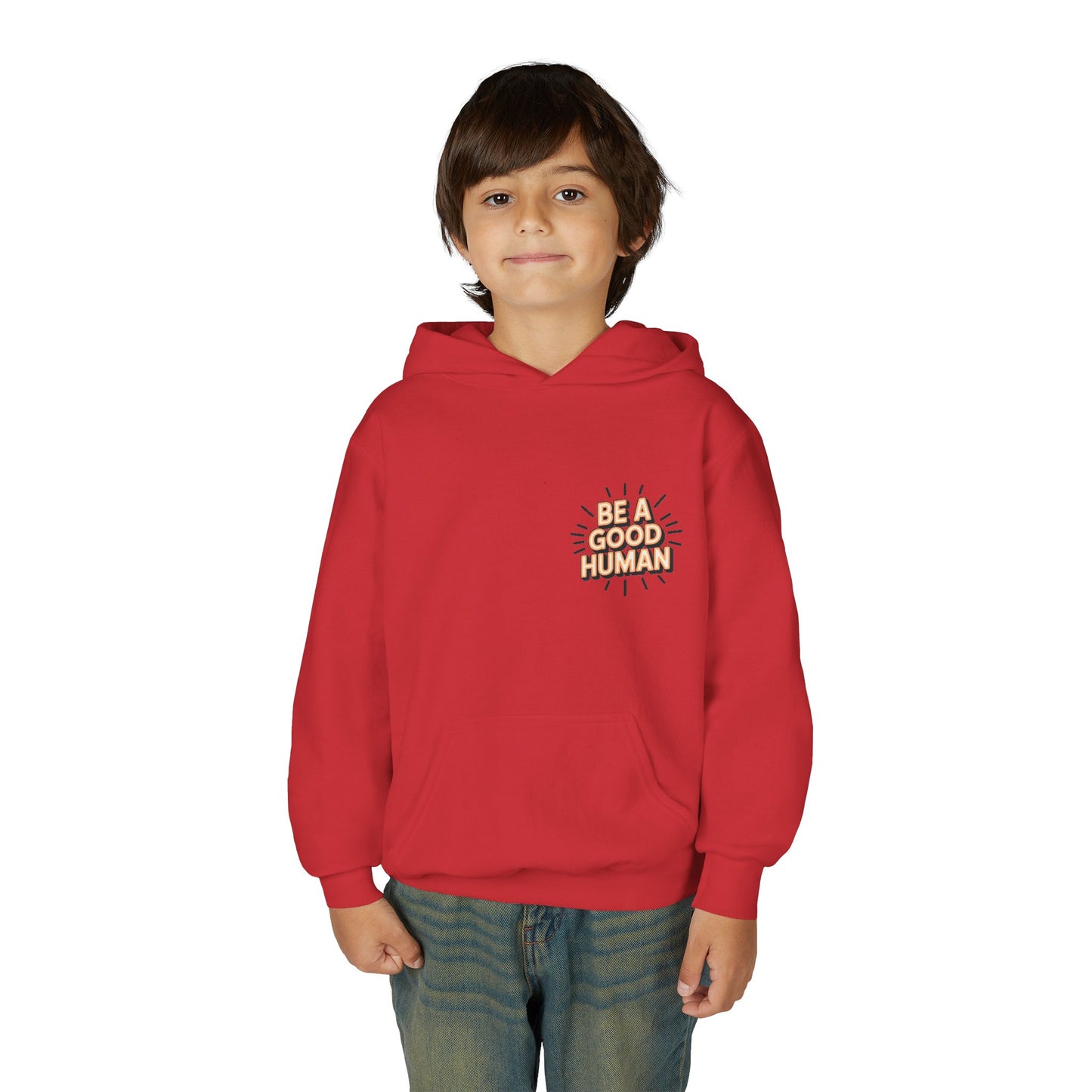 Youth Hoodie — "Be A Good Human" Positive Message Pullover