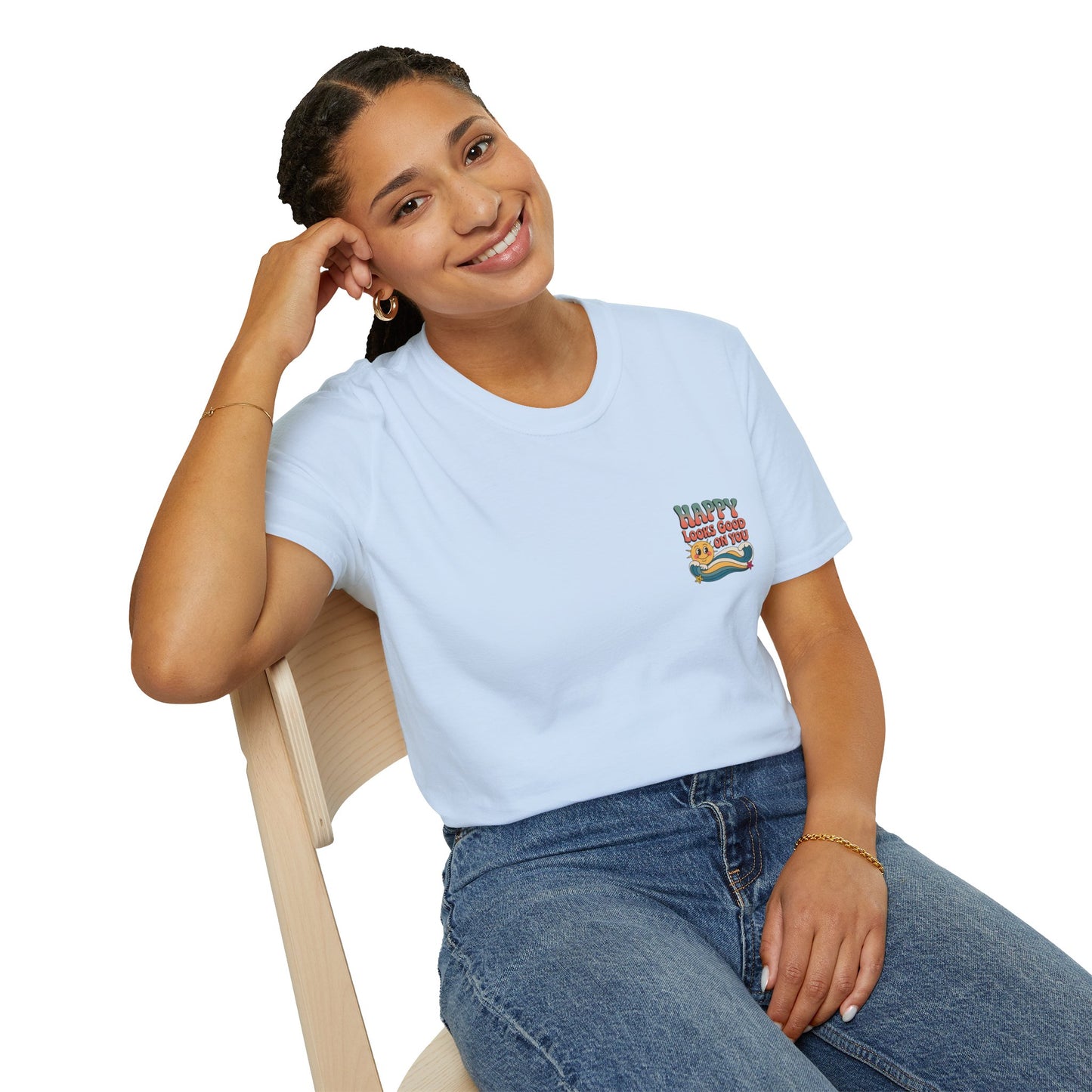 Happy Looks Good On You T-Shirt — Retro Sun Positive Graphic Tee