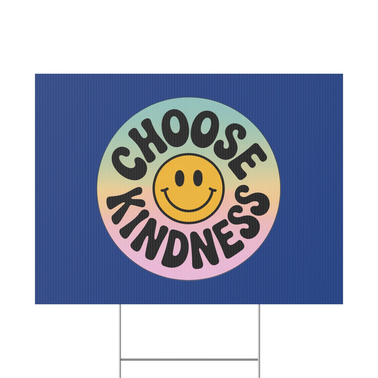Dark Blue Joyful Choose Kindness Plastic Yard Sign