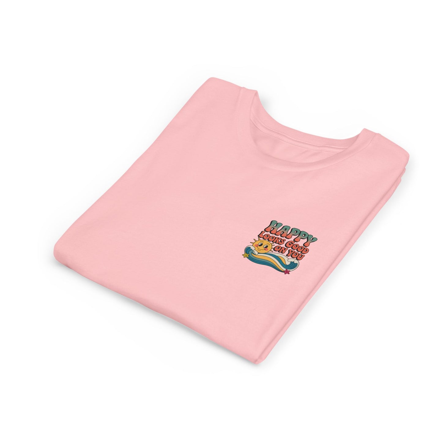 Youth Tee — "Happy Looks Good On You" Retro Sunshine Kids Shirt