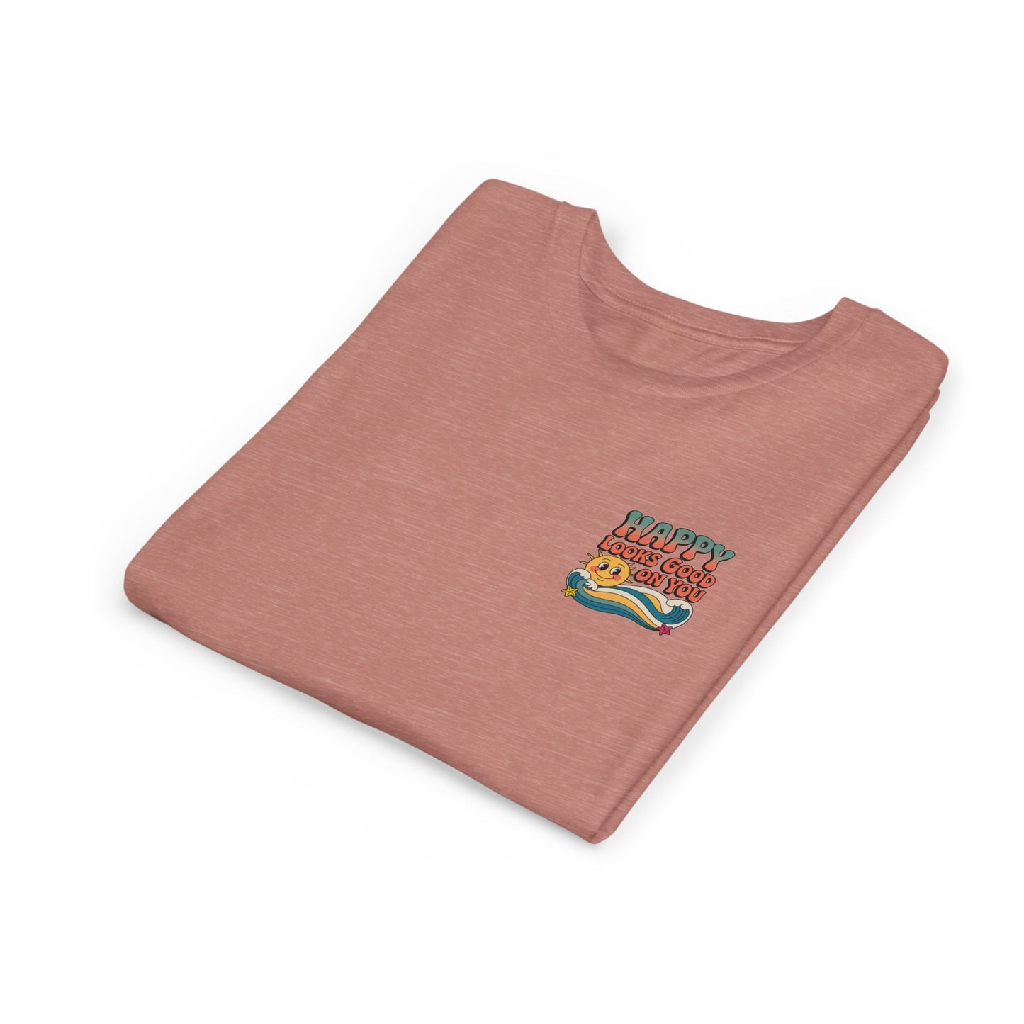 Youth Tee — "Happy Looks Good On You" Retro Sunshine Kids Shirt