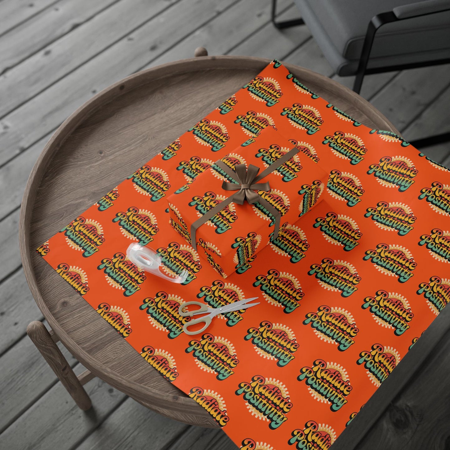 Orange Radiate Positivity Wrapping Paper for Celebrations