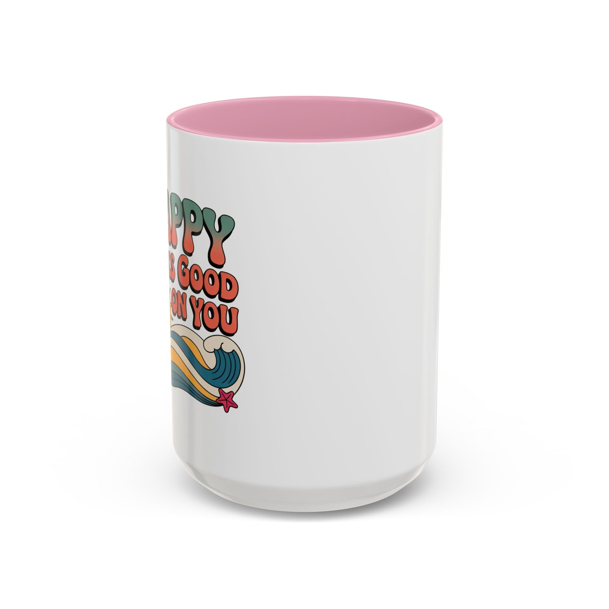 Retro 'Happy Looks Good on You' Colorful Ceramic Mug (11oz & 15oz)