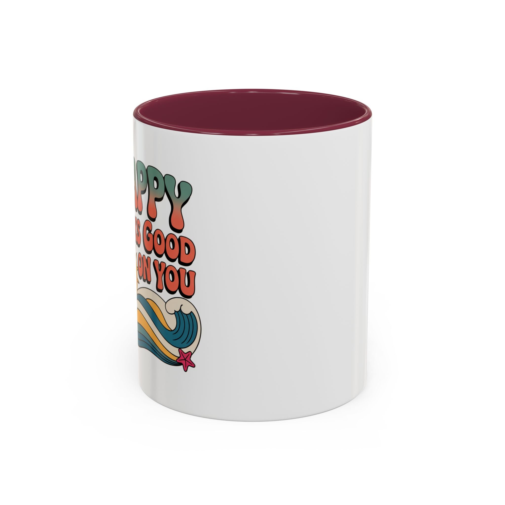 Retro 'Happy Looks Good on You' Colorful Ceramic Mug (11oz & 15oz)