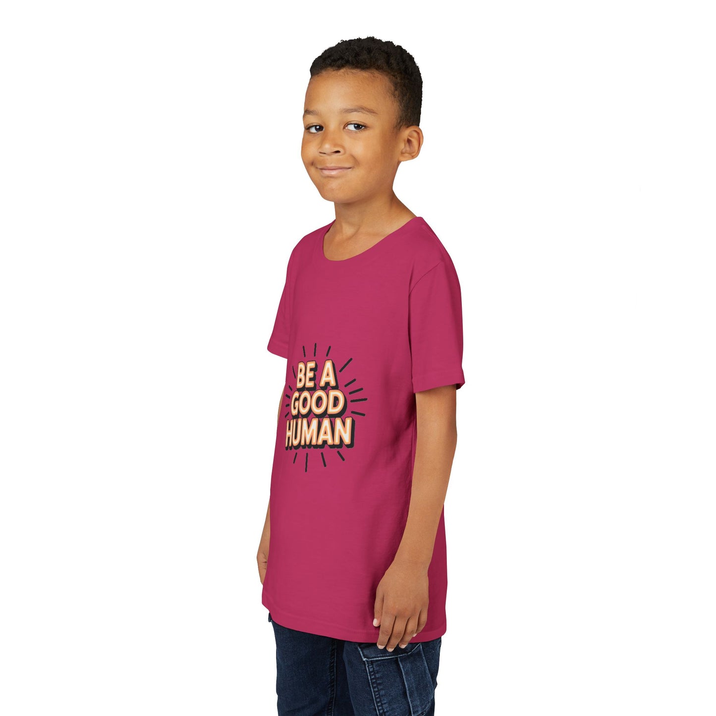 Youth Tee — "Be A Good Human" Positive Message Kids T-Shirt