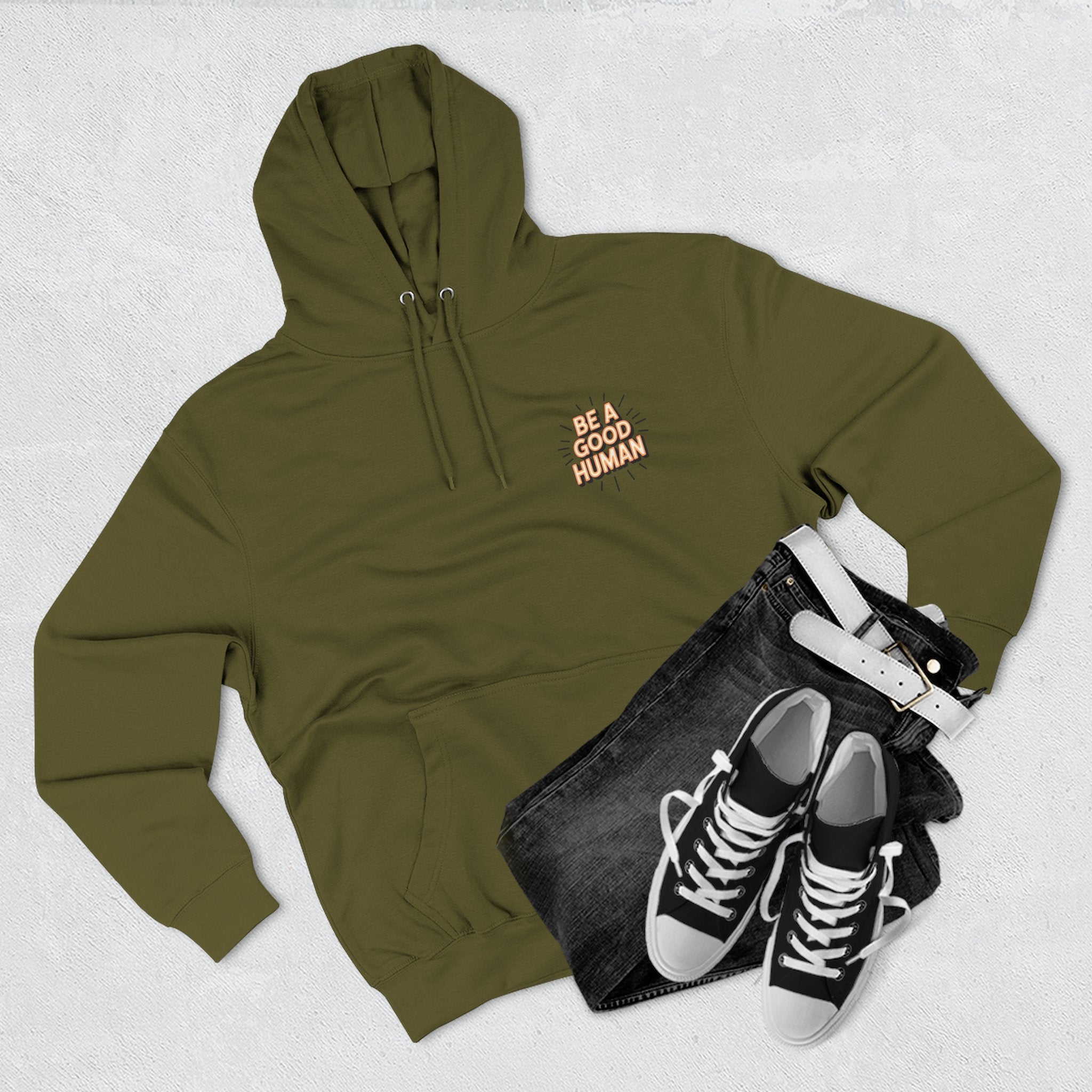 Be A Good Human Hoodie — Positive Message Fleece Pullover