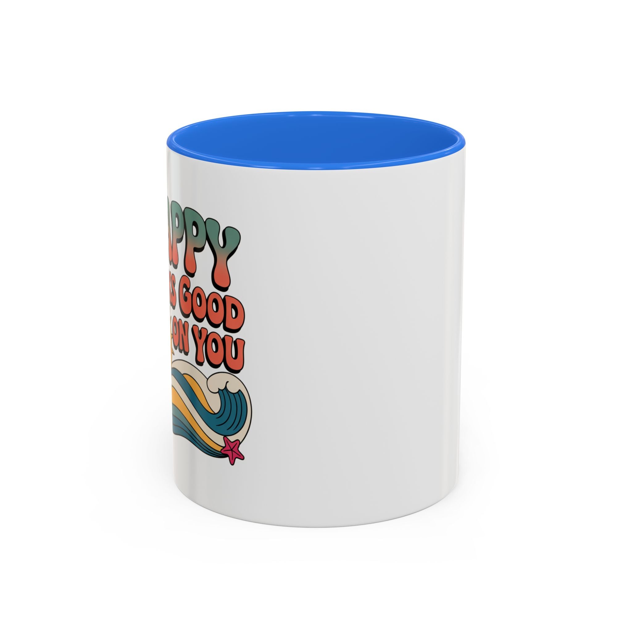 Retro 'Happy Looks Good on You' Colorful Ceramic Mug (11oz & 15oz)