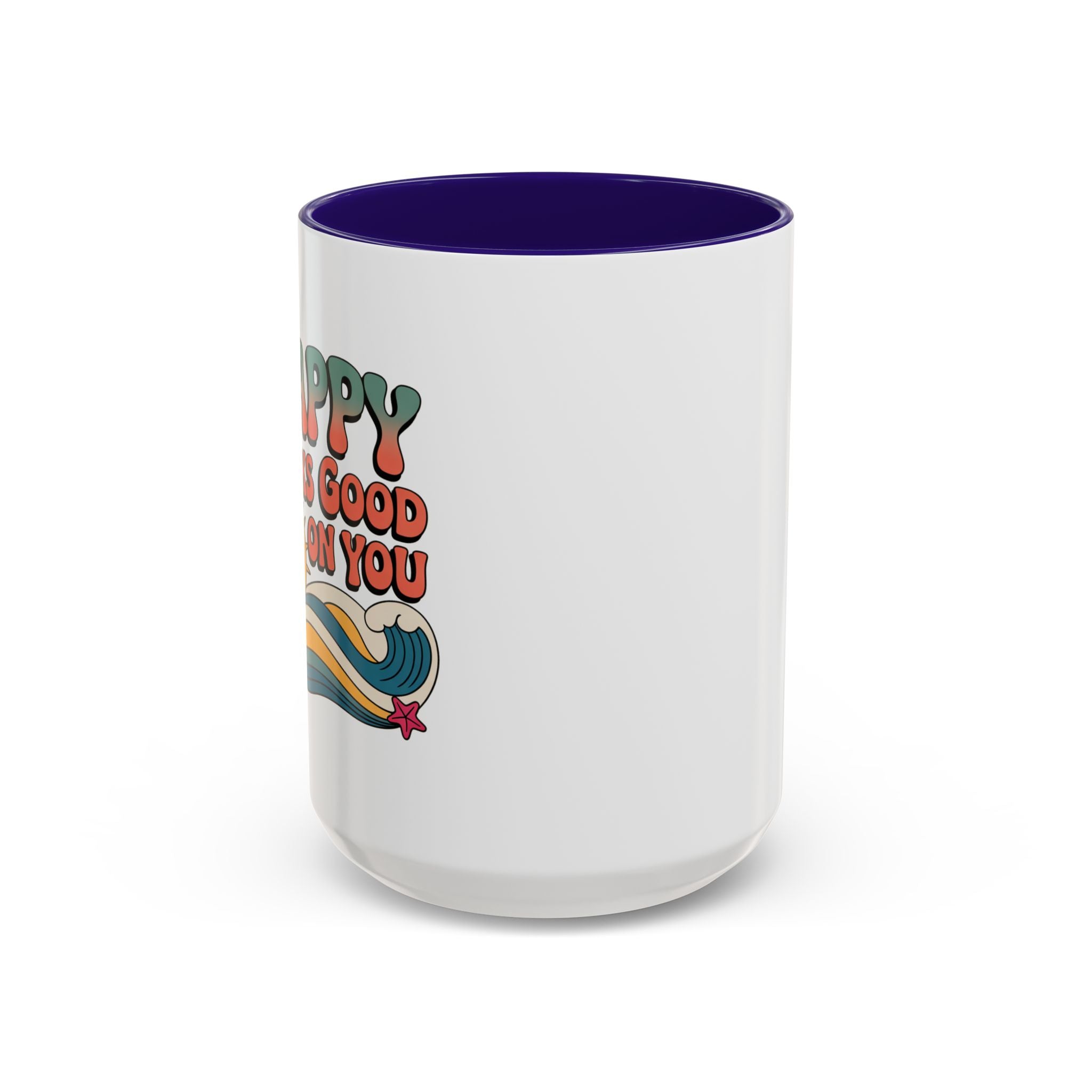 Retro 'Happy Looks Good on You' Colorful Ceramic Mug (11oz & 15oz)