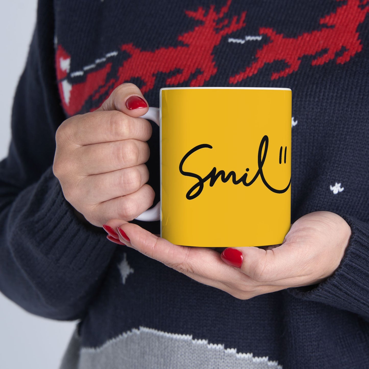 Yellow/Black Smile Ceramic Coffee Mug - 11oz & 15oz