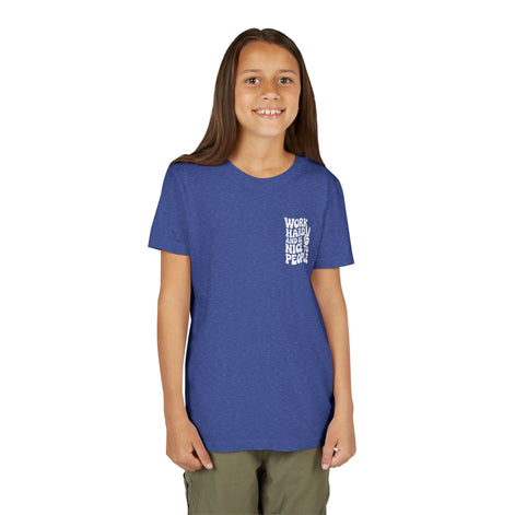 Youth Tee – "Work Hard and Be Nice to People" Retro Peace Sign Kids T‑Shirt