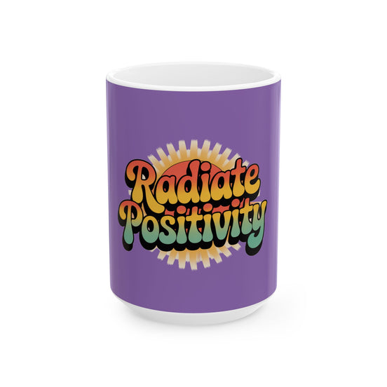 Light Purple Radiate Positivity Ceramic Coffee Mug,  11oz & 15oz