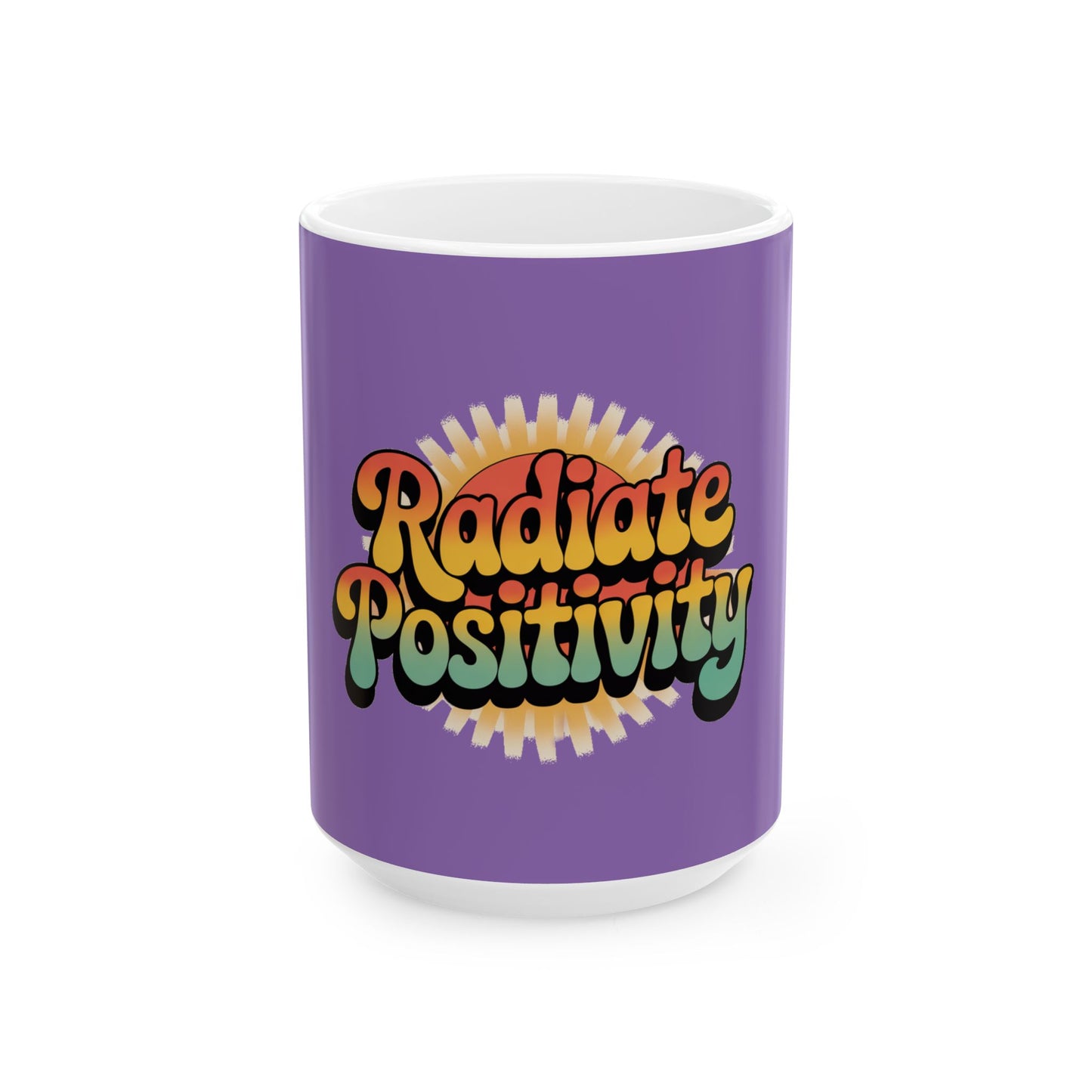 Light Purple Radiate Positivity Ceramic Coffee Mug,  11oz & 15oz