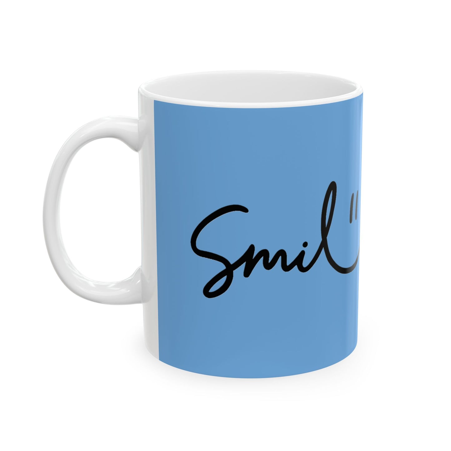 Light Blue/Black Smile Ceramic Coffee Mug - 11oz & 15oz
