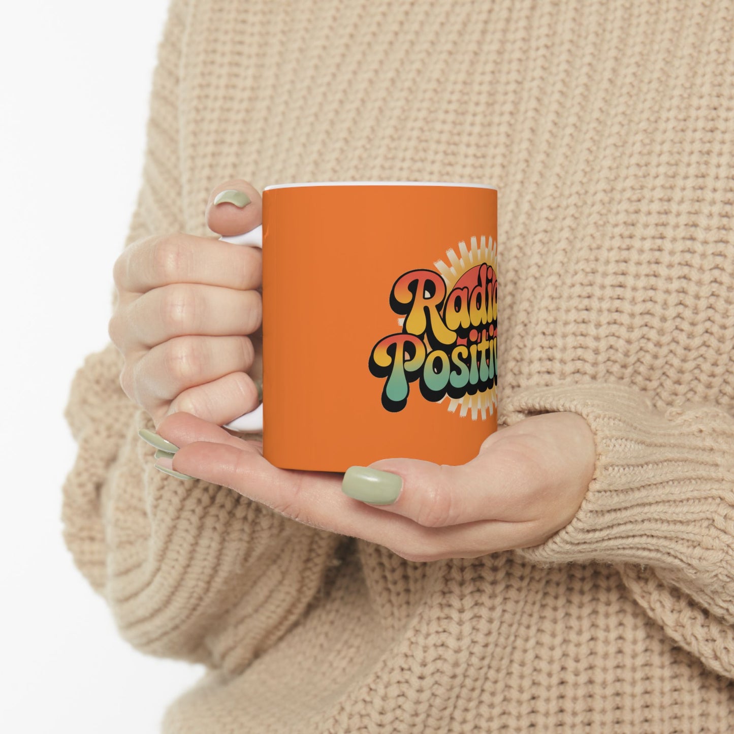 Orange Radiate Positivity Ceramic Coffee Mug,  11oz & 15oz