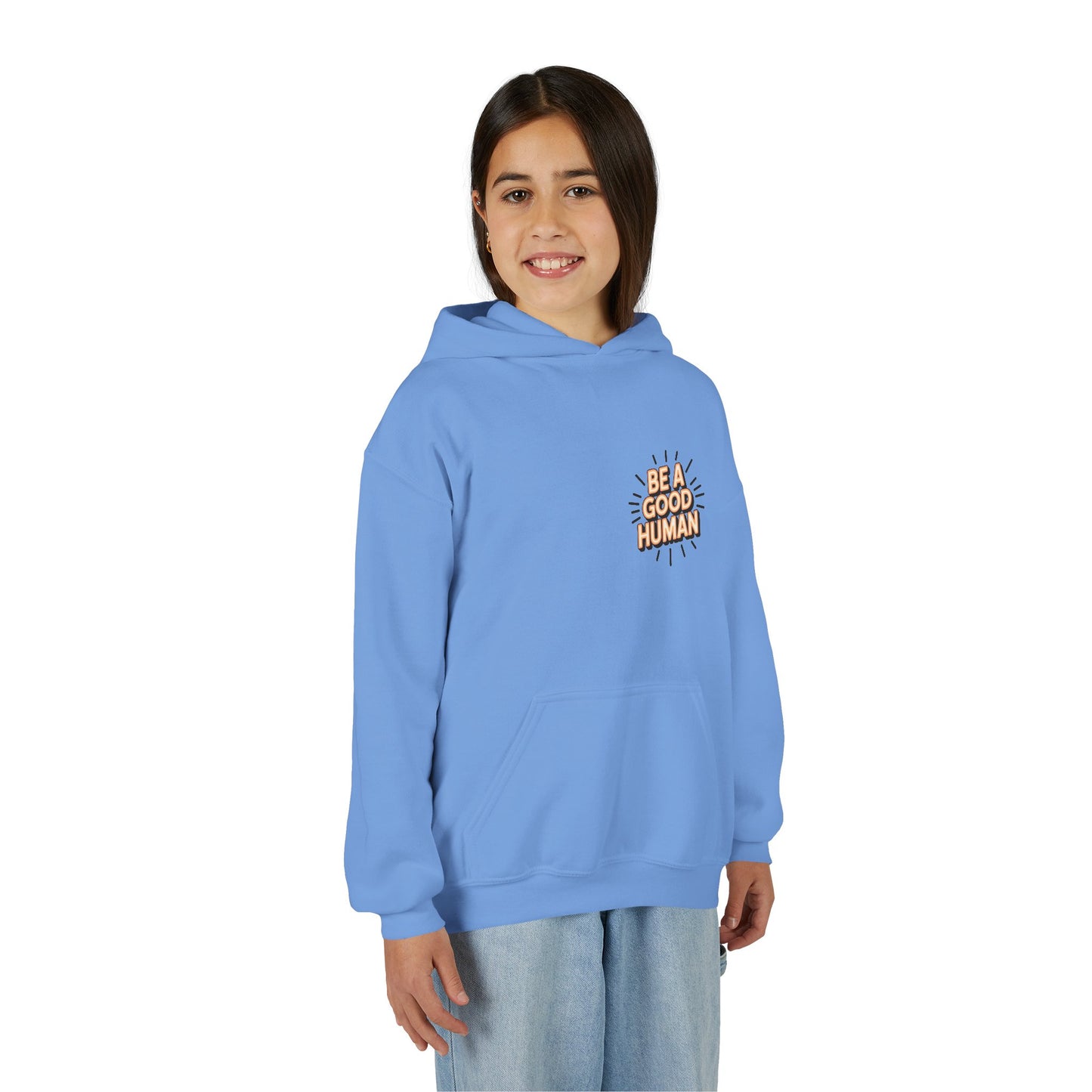 Youth Hoodie — "Be A Good Human" Positive Message Pullover