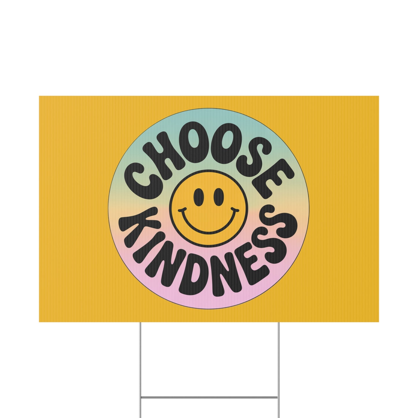 Yellow Joyful Choose Kindness Plastic Yard Sign