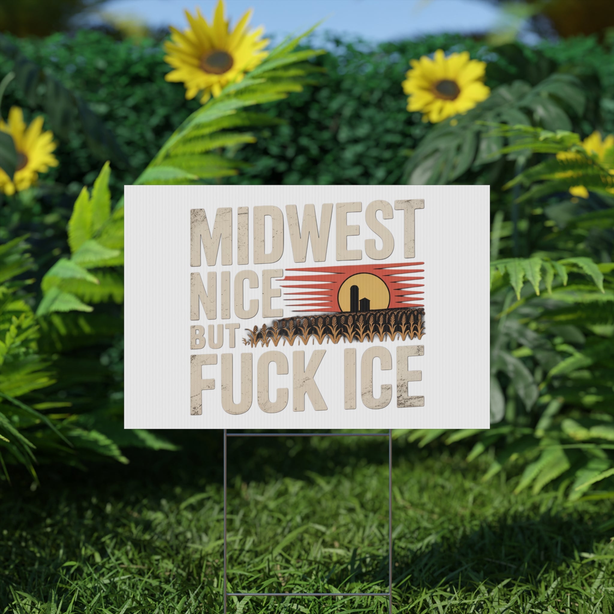 Midwest Nice But Fuck Ice Farmhouse Sunset Design
