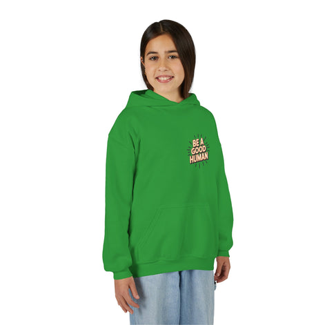 Youth Hoodie — "Be A Good Human" Positive Message Pullover