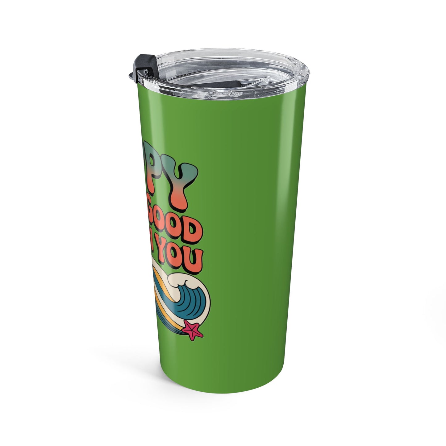 20oz Tumbler — "Happy Looks Good on You" Retro Smile Travel Cup