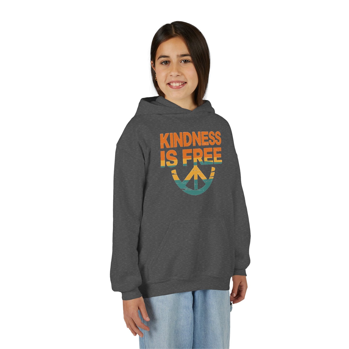 Kindness Is Free Youth Hoodie - Inspirational Heavy Blend Sweatshirt