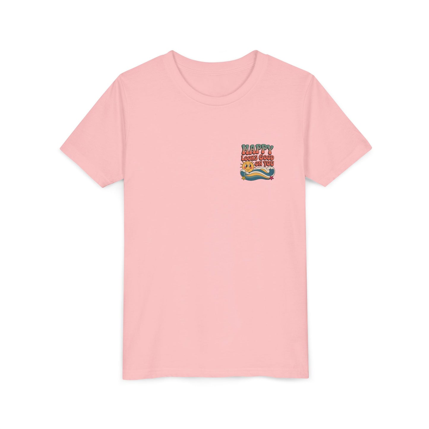Youth Tee — "Happy Looks Good On You" Retro Sunshine Kids Shirt