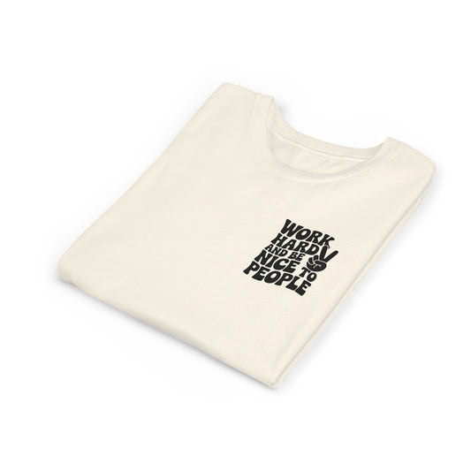 Youth Tee – "Work Hard and Be Nice to People" Retro Peace Sign Kids T‑Shirt