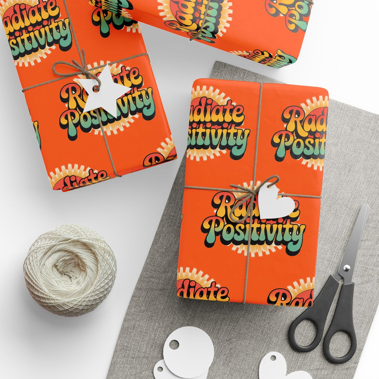 Orange Radiate Positivity Wrapping Paper for Celebrations