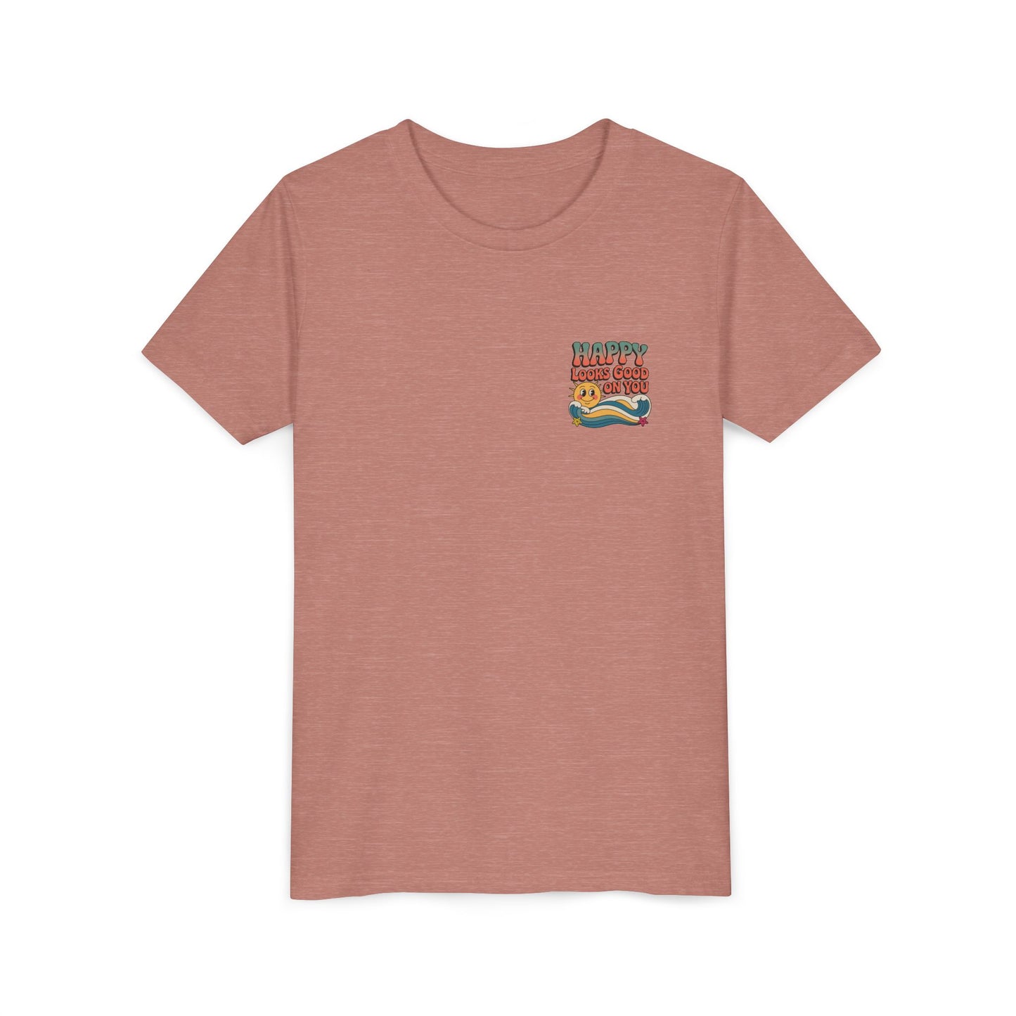Youth Tee — "Happy Looks Good On You" Retro Sunshine Kids Shirt