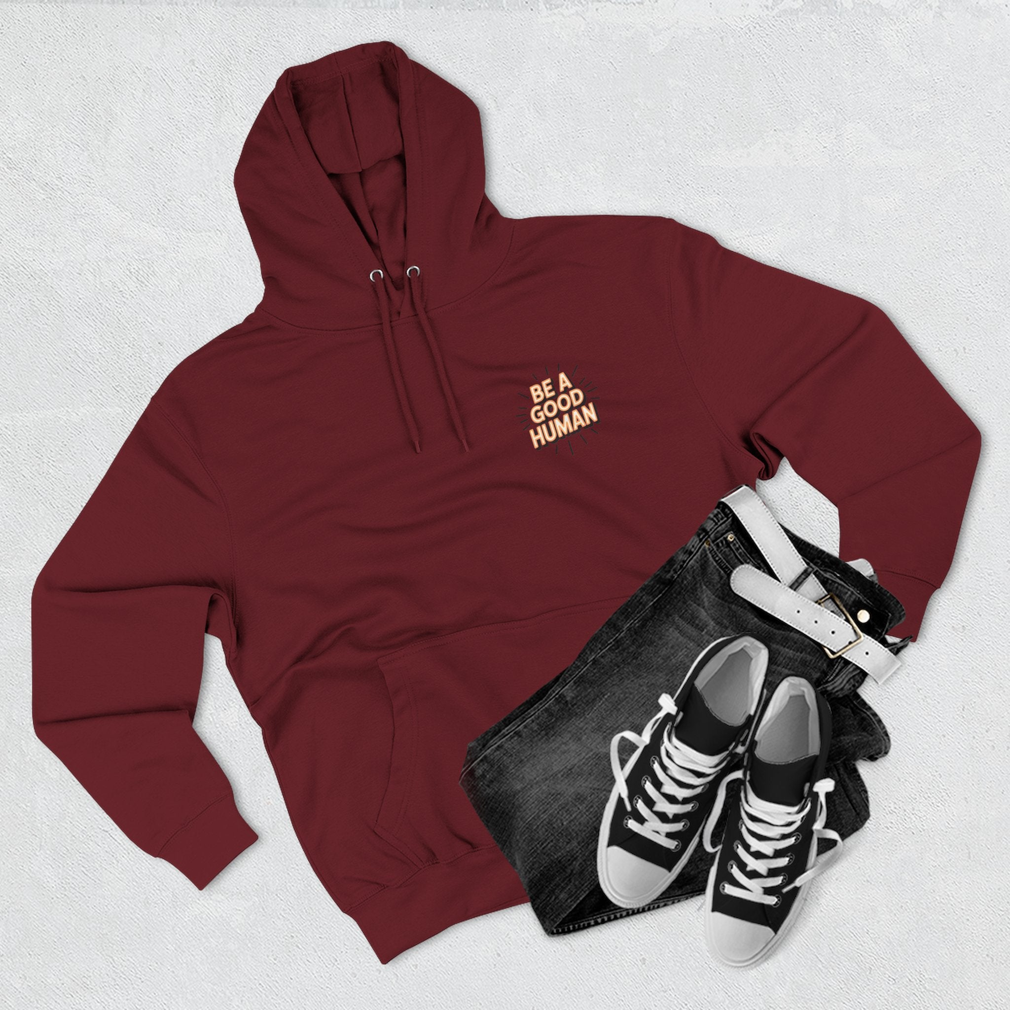 Be A Good Human Hoodie — Positive Message Fleece Pullover