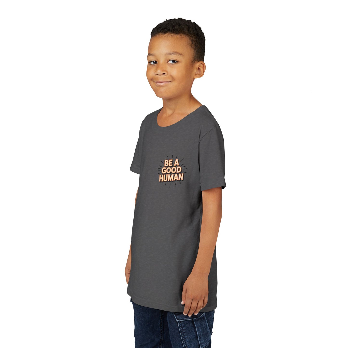 Youth Tee — "Be A Good Human" Positive Message Kids T-Shirt