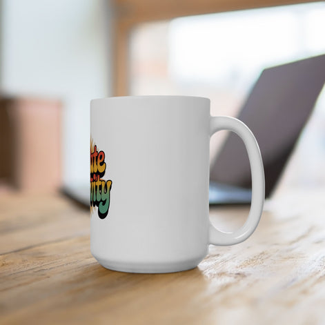 White Radiate Positivity Ceramic Coffee Mug,  11oz & 15oz