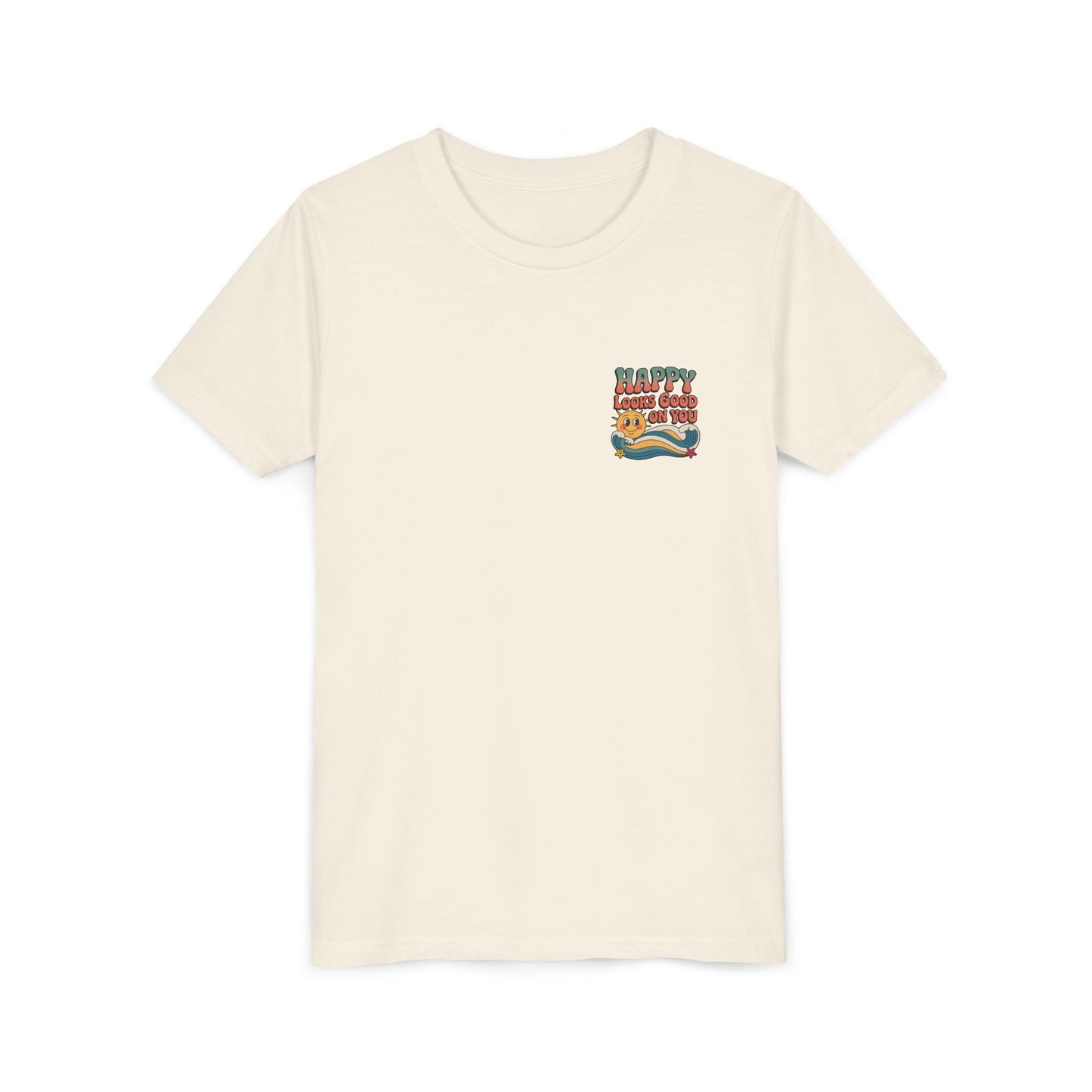 Youth Tee — "Happy Looks Good On You" Retro Sunshine Kids Shirt