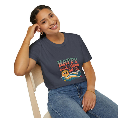 Happy Looks Good On You T-Shirt — Retro Sun Positive Graphic Tee