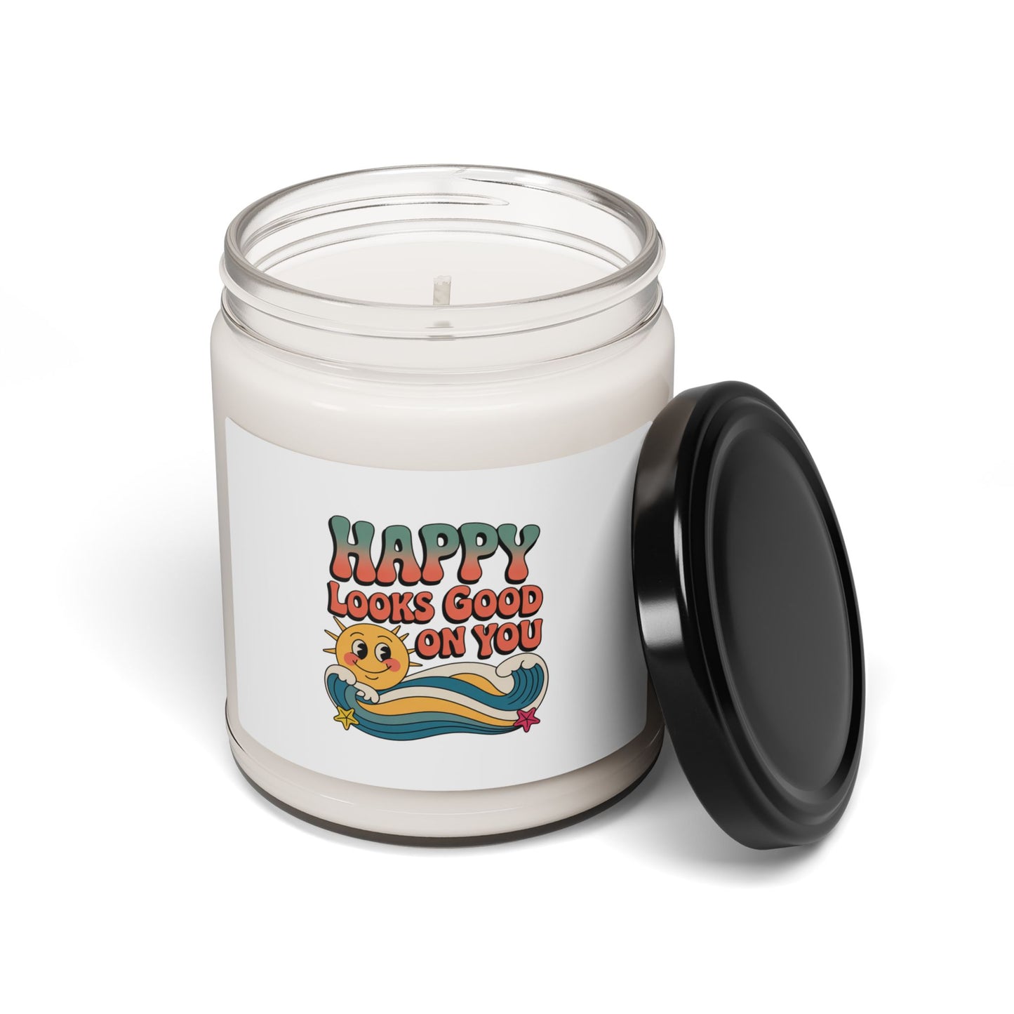Soy Candle — "Happy Looks Good On You" Retro Scented Candle (9oz)