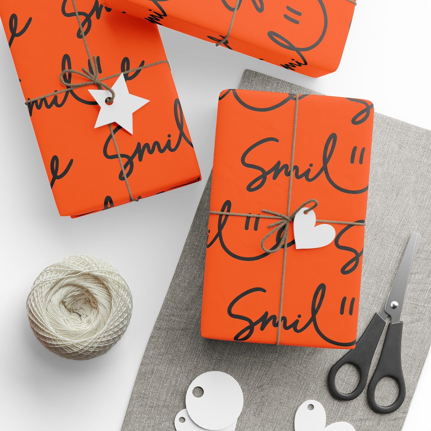 Orange/Black Smile Stylish Gift Wrapping Paper for Any Occasion