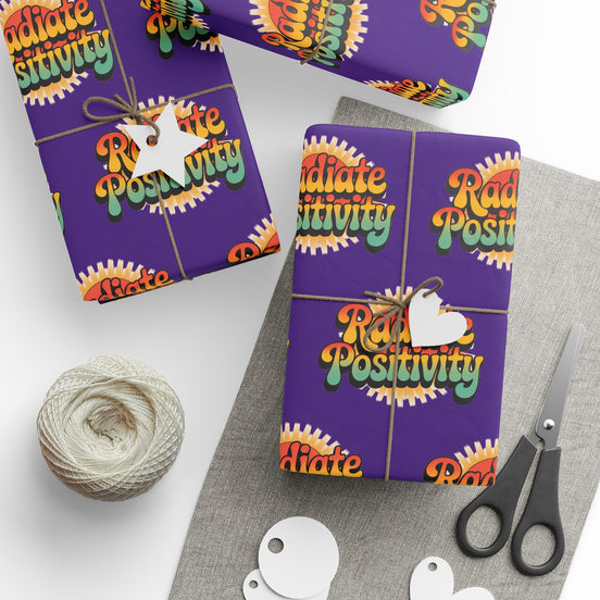 Purple Radiate Positivity Wrapping Paper for Celebrations
