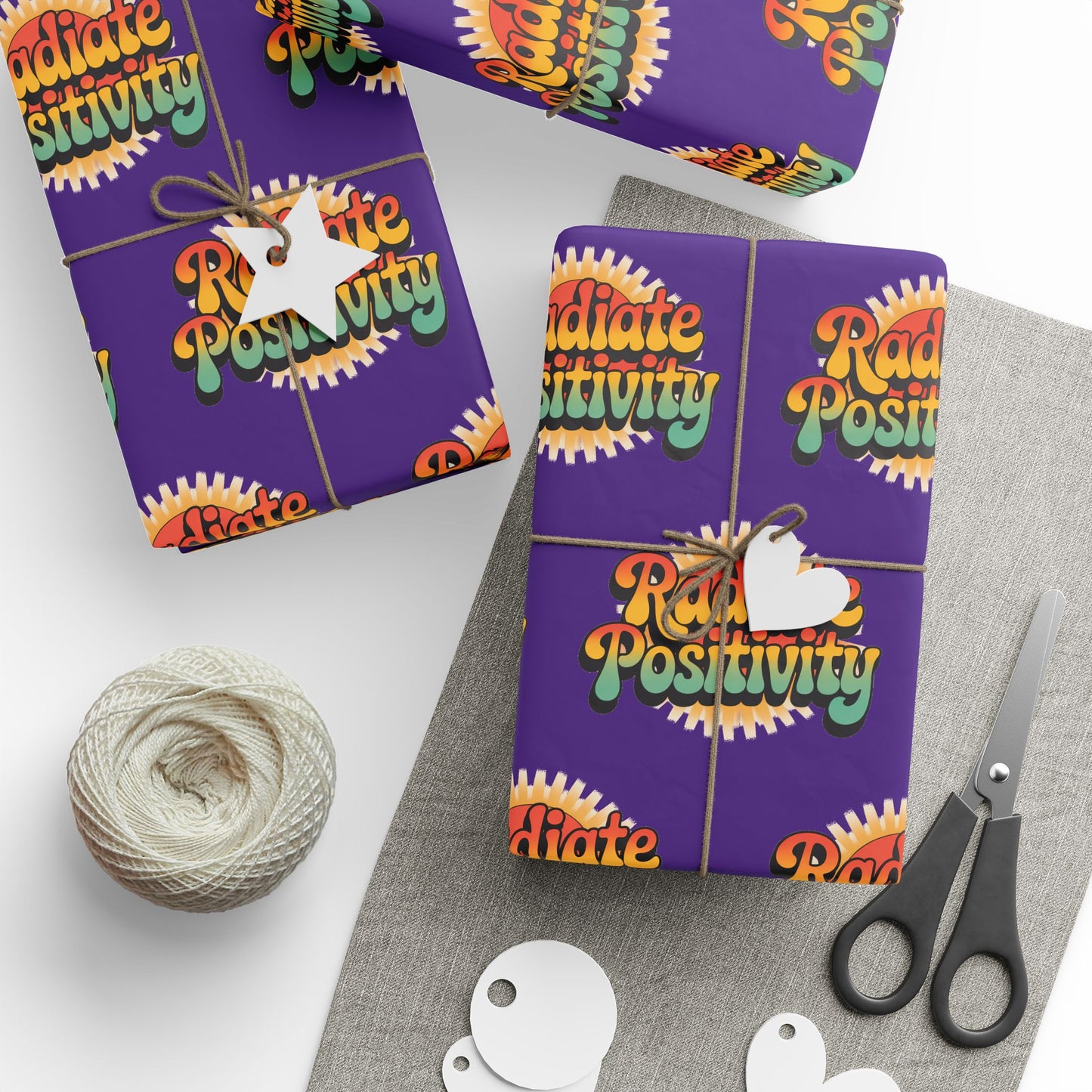 Purple Radiate Positivity Wrapping Paper for Celebrations