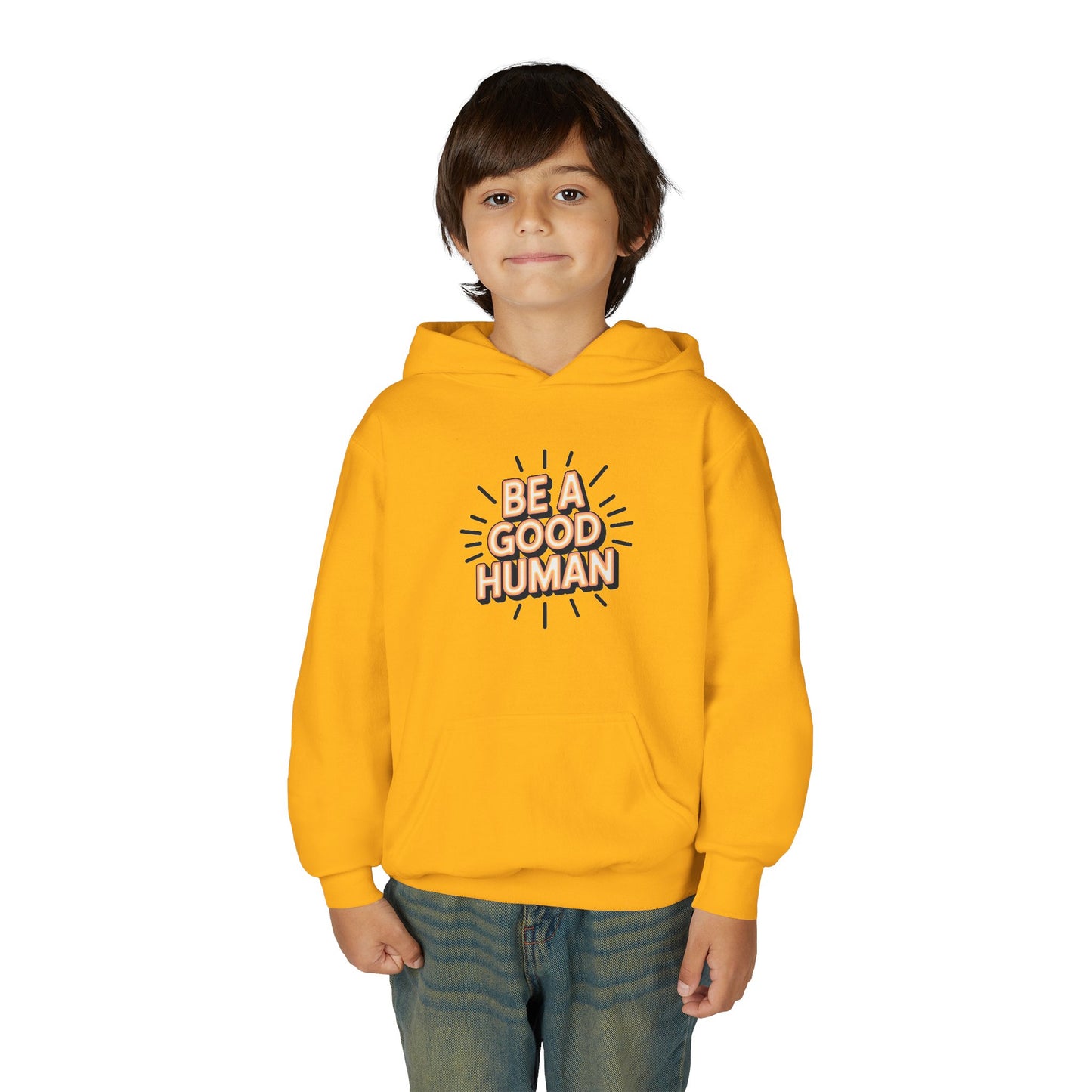 Youth Hoodie — "Be A Good Human" Positive Message Pullover