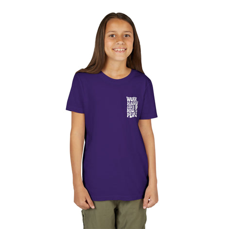 Youth Tee – "Work Hard and Be Nice to People" Retro Peace Sign Kids T‑Shirt
